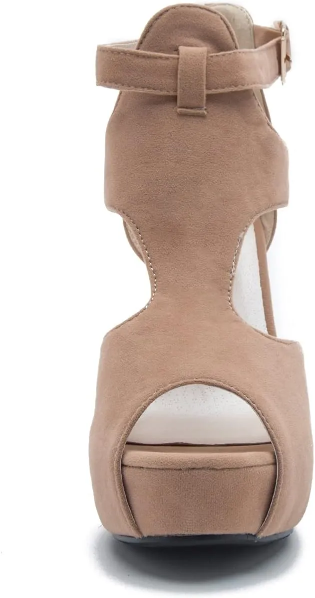 Women's Platform Chunky Block High Heel Peep-Toe Dress Sandals