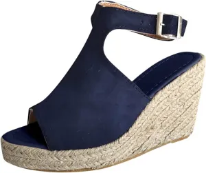 Women's Platform Espadrilles Wedge Sandals Open Toe Buckle Ankle Strap Espadrilles Comfortable Dressy Summer Shoes
