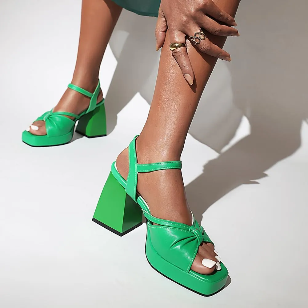 Womens Platform Heels for Women Chunky High Square Heels Sandals Ankle Strap Buckles Dress Sandals