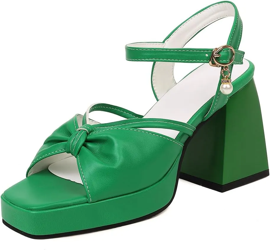 Womens Platform Heels for Women Chunky High Square Heels Sandals Ankle Strap Buckles Dress Sandals