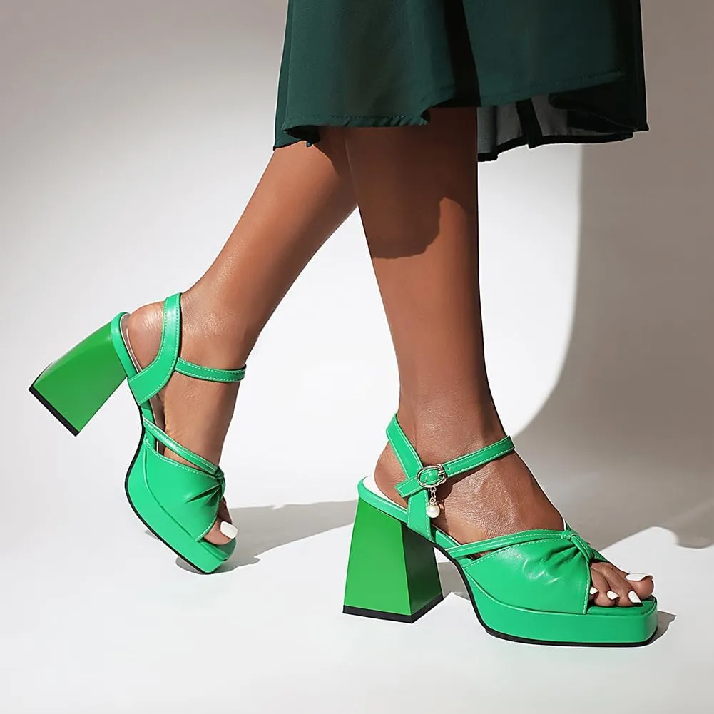 Womens Platform Heels for Women Chunky High Square Heels Sandals Ankle Strap Buckles Dress Sandals
