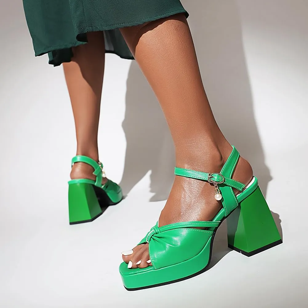 Womens Platform Heels for Women Chunky High Square Heels Sandals Ankle Strap Buckles Dress Sandals