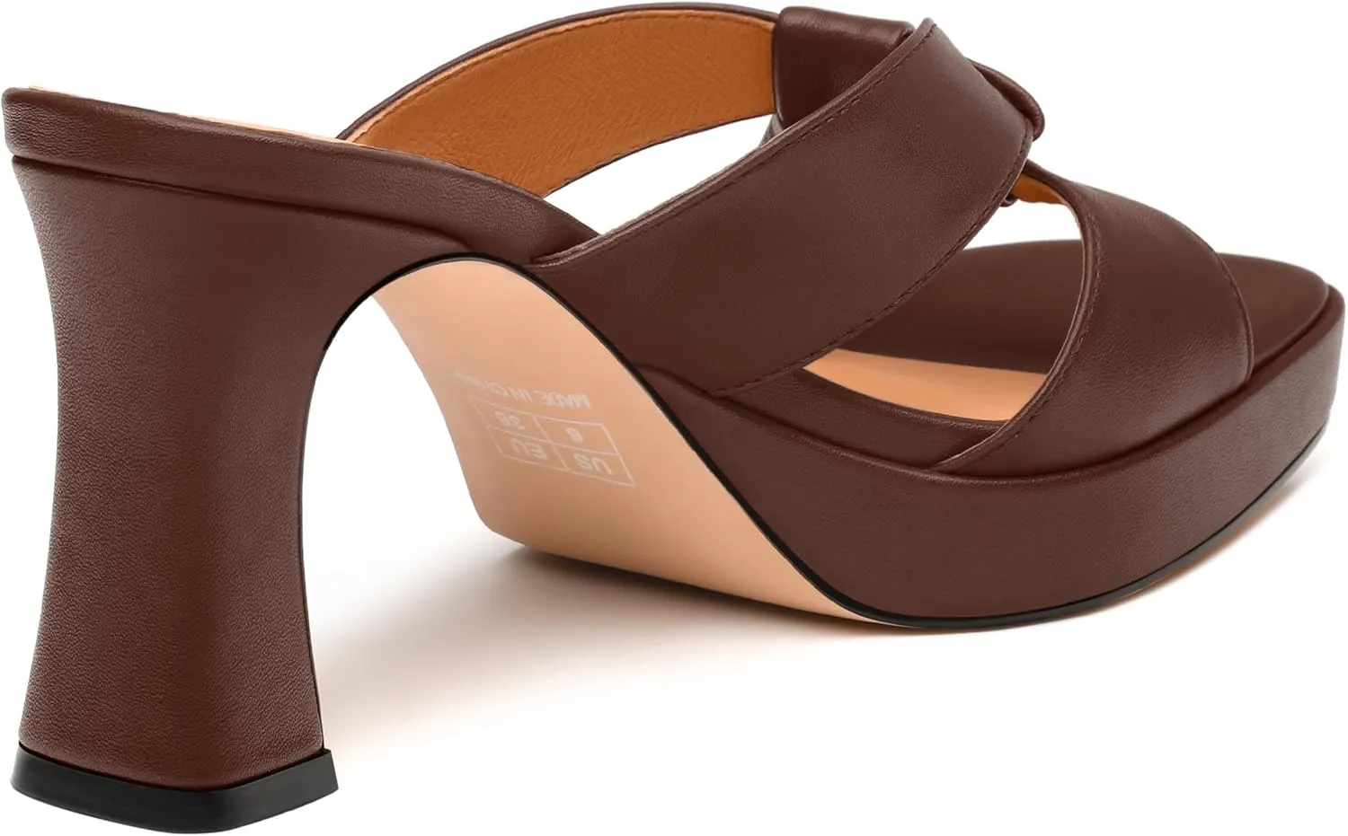 Womens Platform Sandals, Block High Heel Open Toe Slip-on Sandals for Women, Woven Straps Heeled Slippers with Leather Insole 3.3"