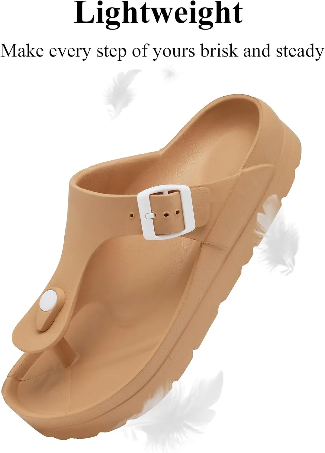 Womens Platform Sandals with Arch Support, Adjustable Buckle Beach Sandal Woman Comfort Lightweight Ultra Cushion EVA Slides