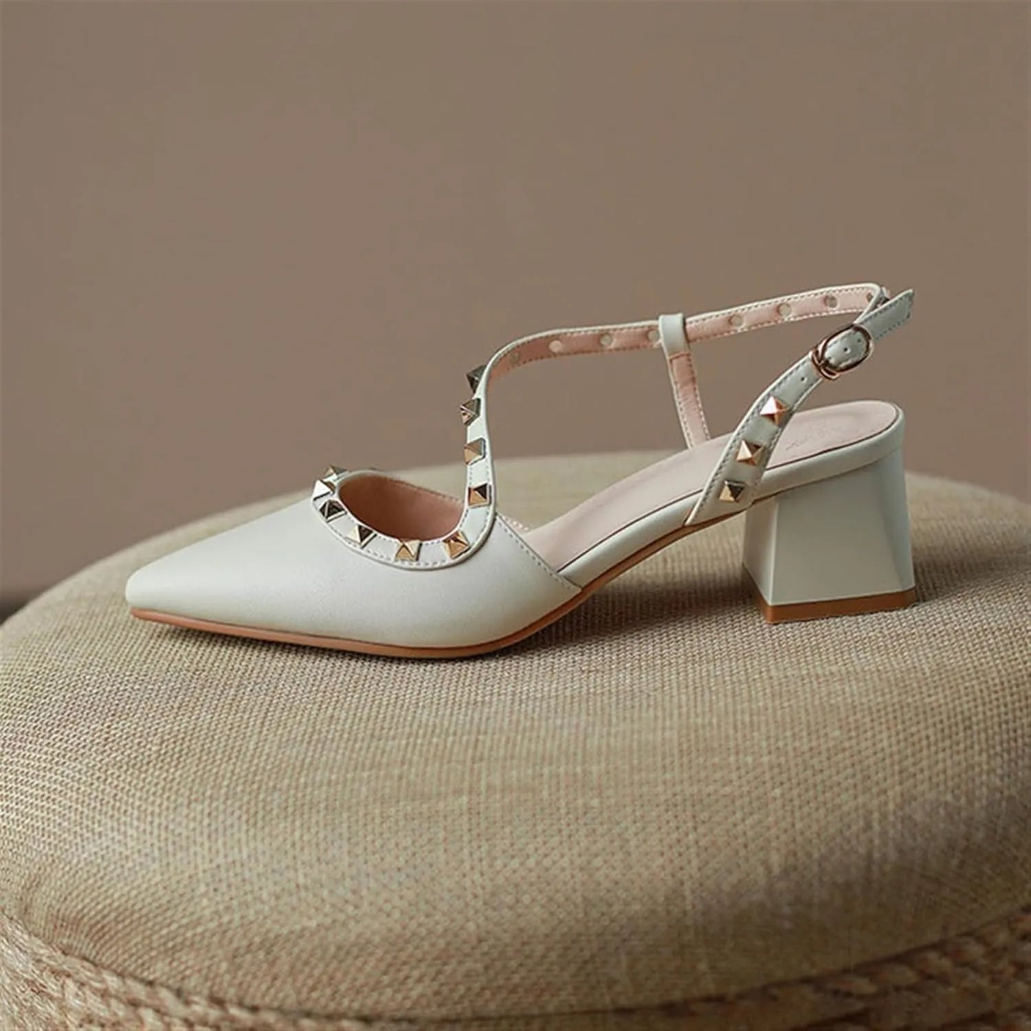 Women's Pointed Closed Toe Chunky Heels Sandals Strappy Block Heeled Sandals Wedding Party Work Pumps Shoes