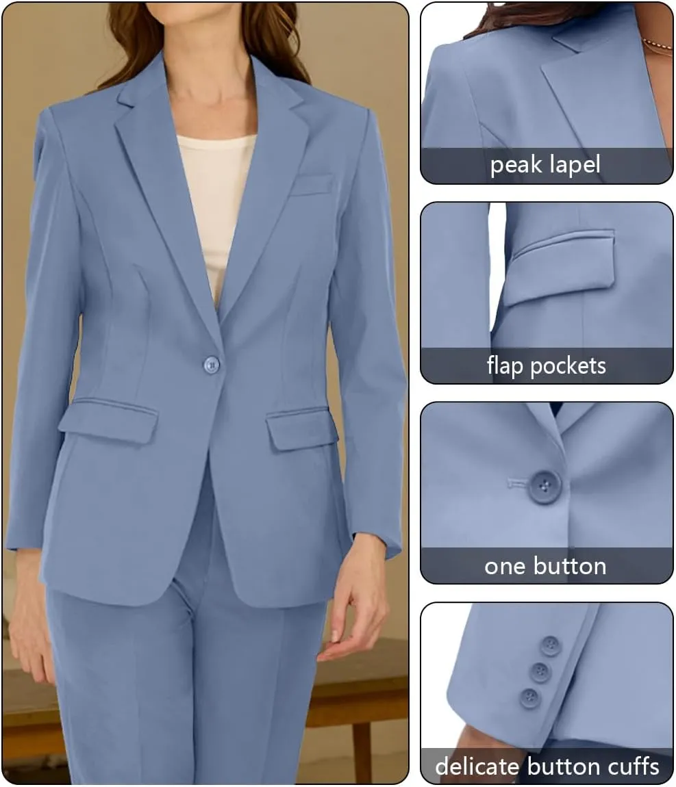 Women's Professional Suit 2 Piece Slim Fit Outfit Business Office Work Tuxedo Blazer Pants Suits