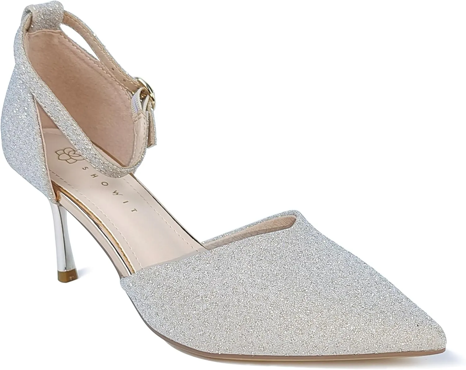 Women's Pumps Shoes Pointed Toe Kitten Low Heels Stiletto Ankle Strap Closed Toe Wedding Party Dress Sandals