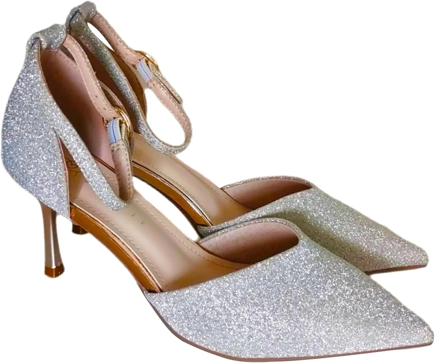 Women's Pumps Shoes Pointed Toe Kitten Low Heels Stiletto Ankle Strap Closed Toe Wedding Party Dress Sandals