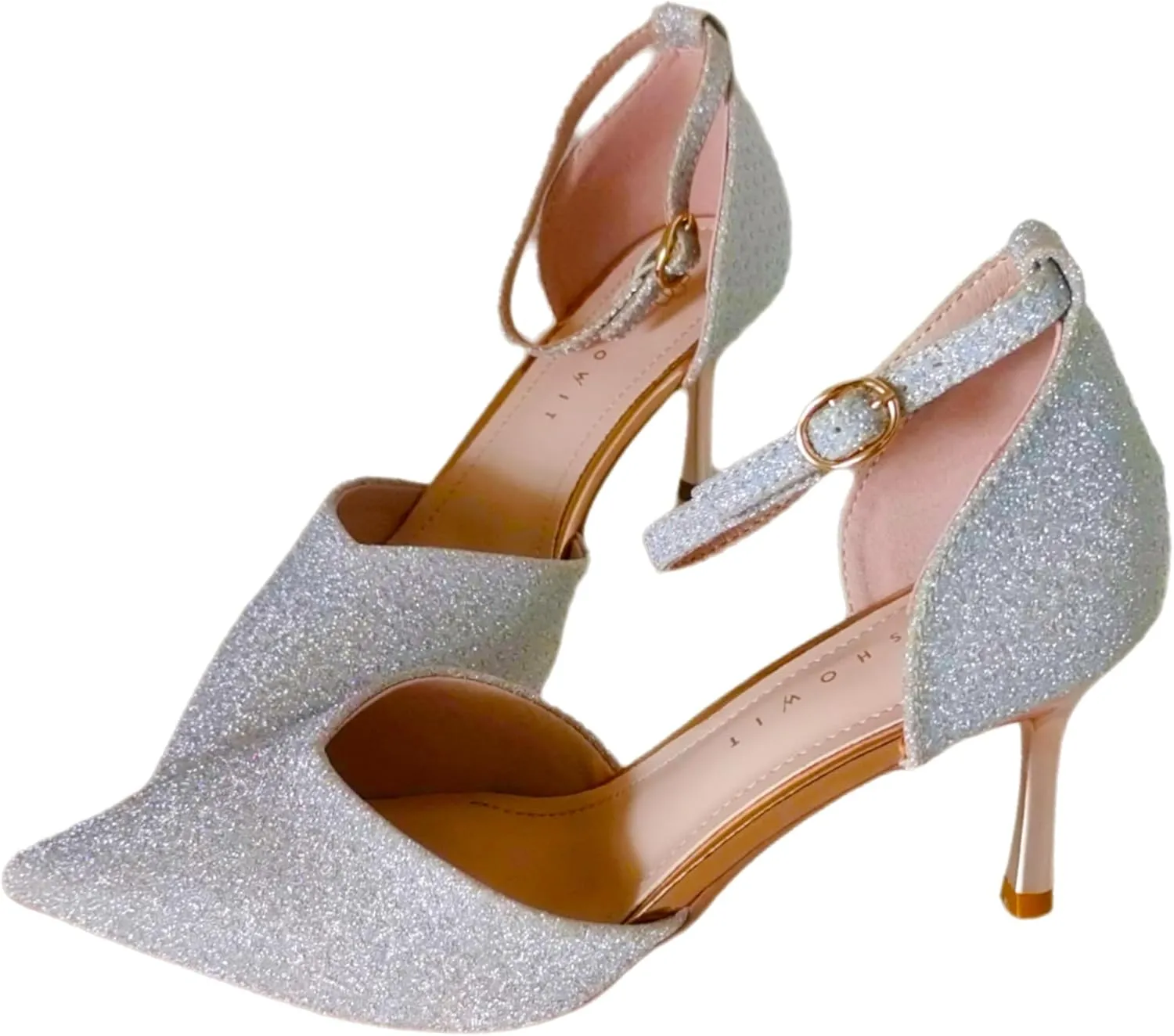 Women's Pumps Shoes Pointed Toe Kitten Low Heels Stiletto Ankle Strap Closed Toe Wedding Party Dress Sandals