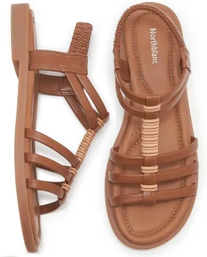 Womens Sandals Flats Shoes - Comfortable Summer Dressy Casual Ankle Elastic Slip on Walking Beach Sandal
