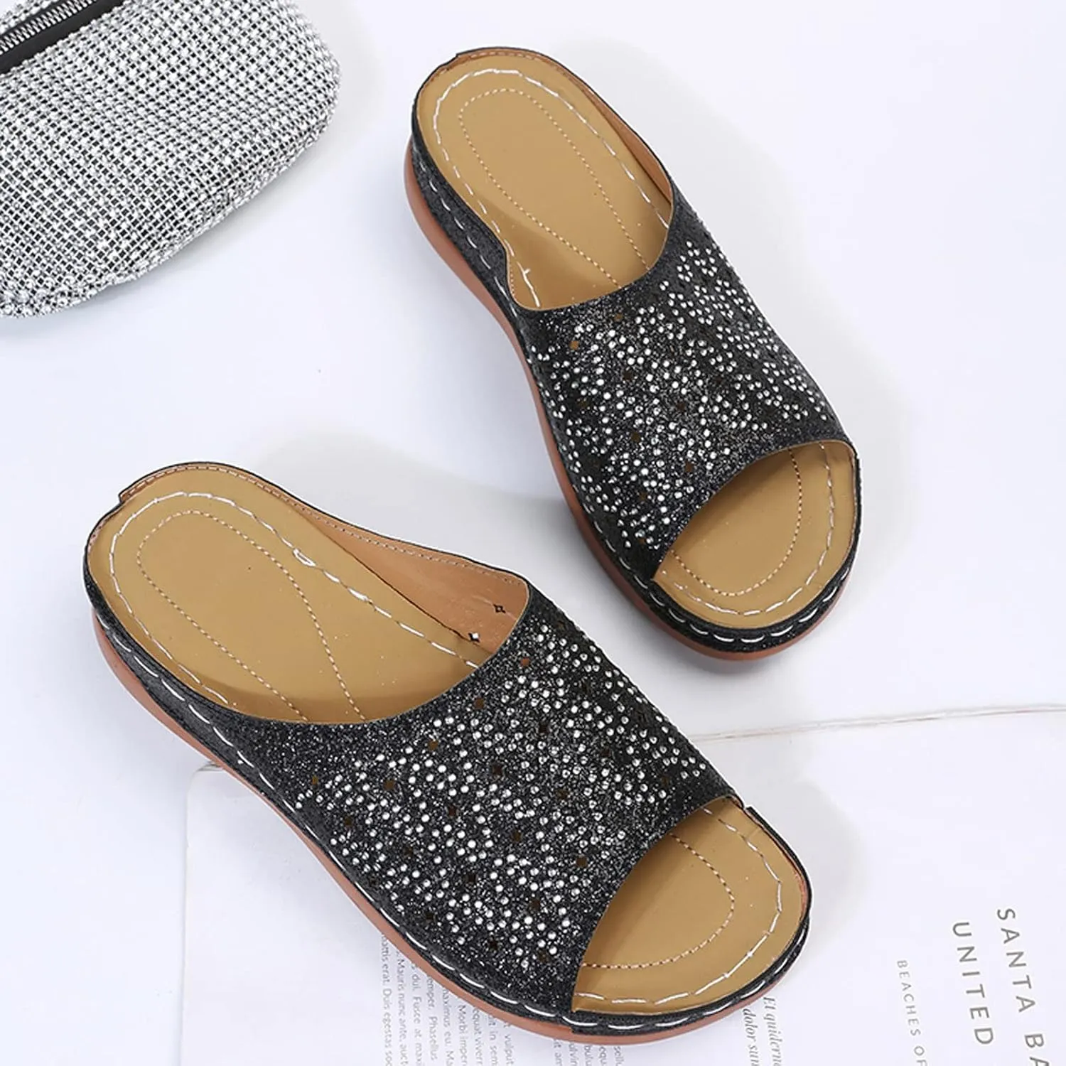 Womens Sandals with Arch Support Flip Flops Beach Non Slip Comfortable Wedge Shoes Walking All Day Arch Support Flip Flops for Woman With Comfortable Lightweight Orthtic Shoe