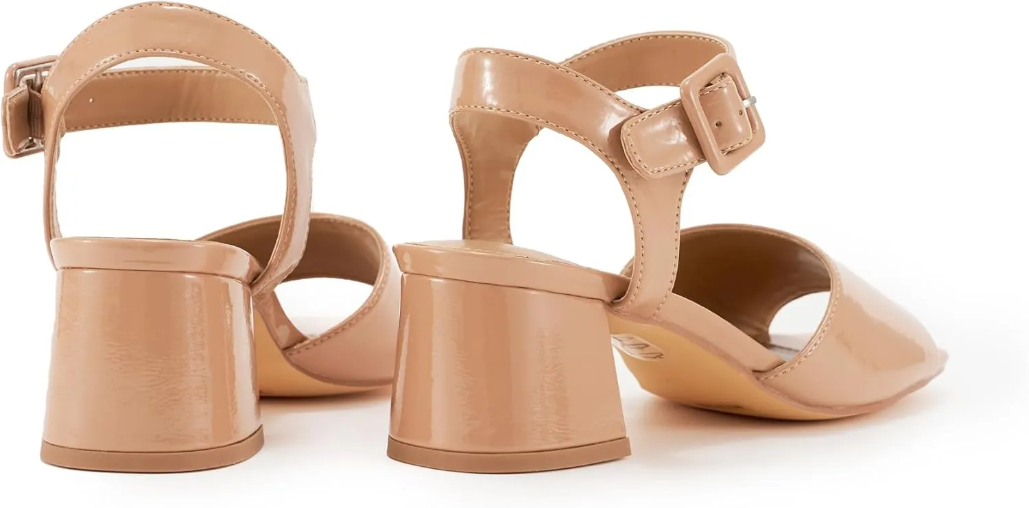 Women's Short Chunky Block Heels Strappy Heel Sandals with Square Toe Casual Dress Shoes