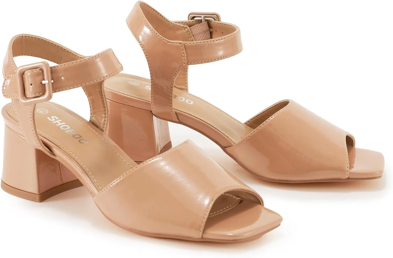 Women's Short Chunky Block Heels Strappy Heel Sandals with Square Toe Casual Dress Shoes