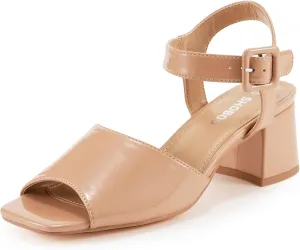 Women's Short Chunky Block Heels Strappy Heel Sandals with Square Toe Casual Dress Shoes