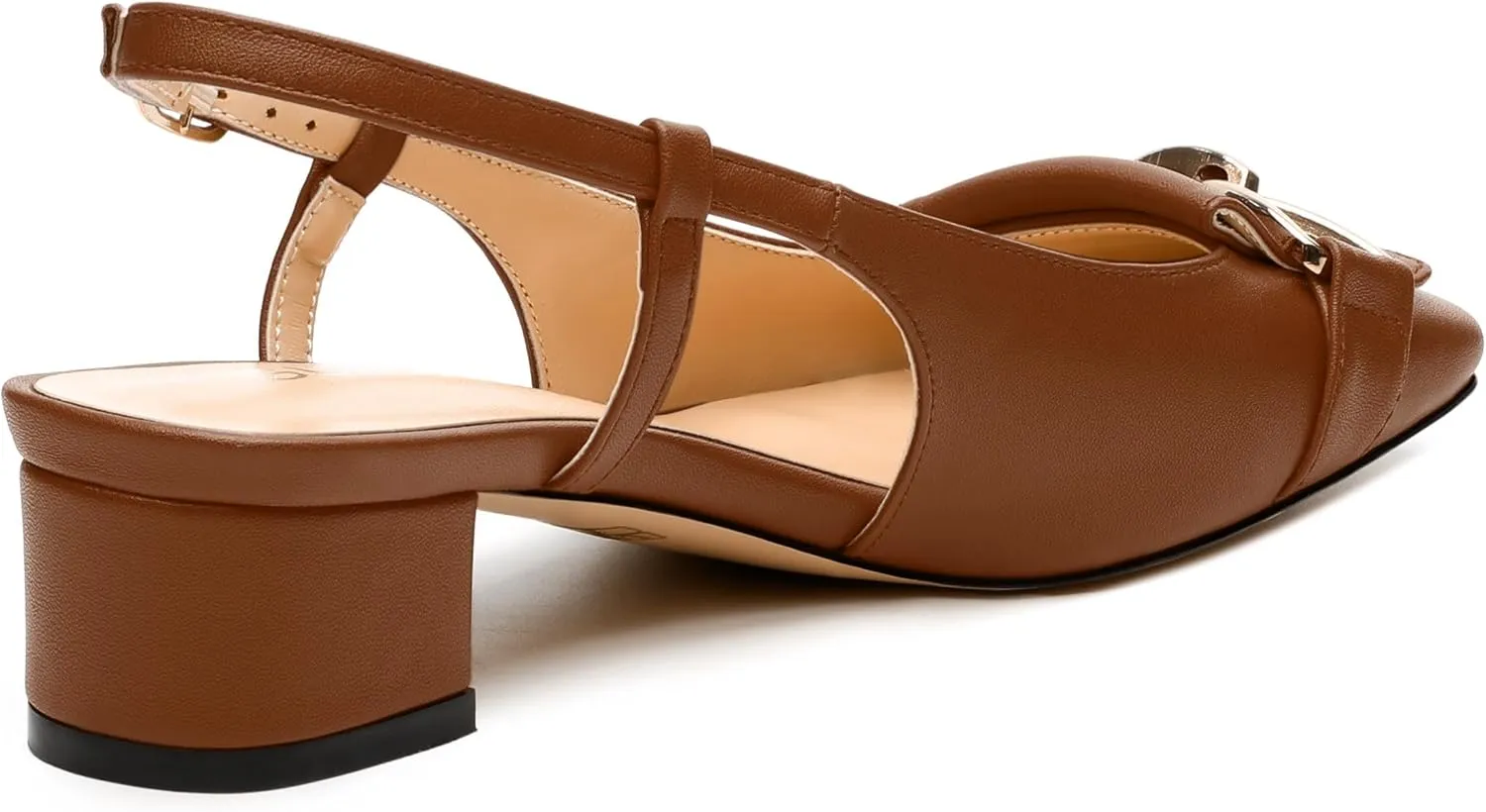 Womens Slingback Buckle Low Chunky Heels Fashion Square Closed Toe Comfort Heeled Sandals Wedding Casual Office Shoes