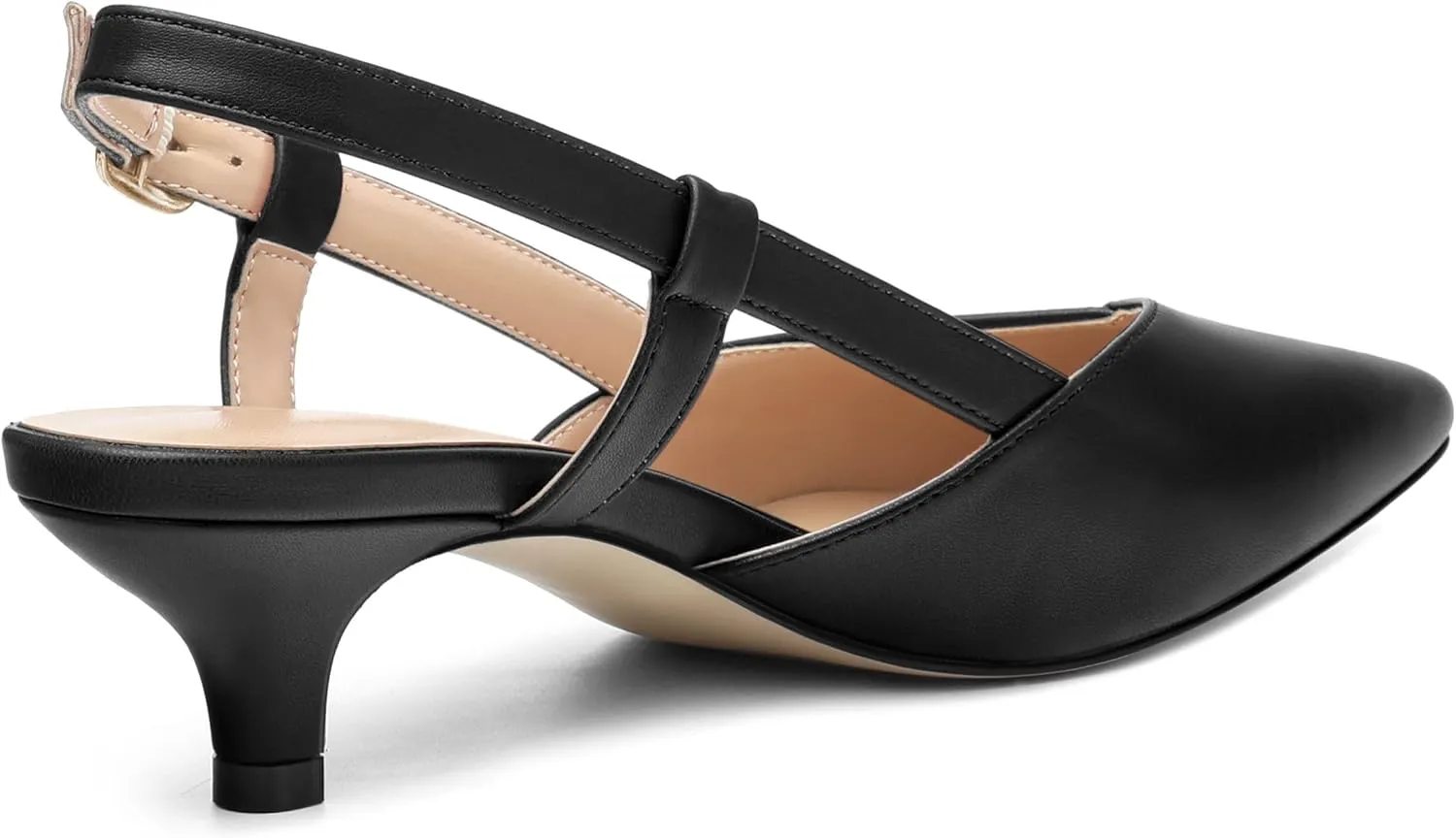 Womens Slingbacks Pumps Low Kitten Heel Pointed Toe Sandals Buckle Dress Shoes for Party Office Wedding 1.5 Inch