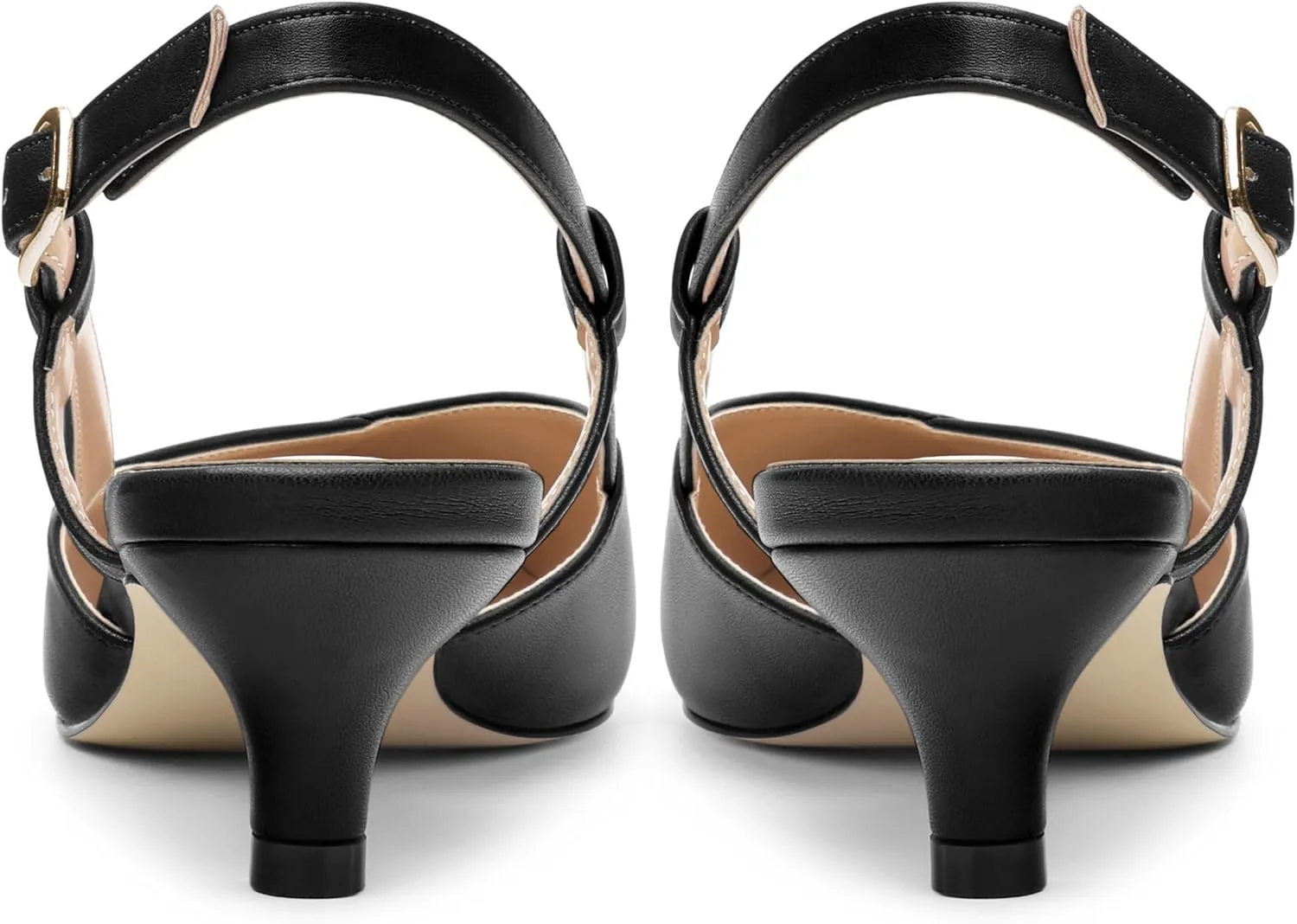 Womens Slingbacks Pumps Low Kitten Heel Pointed Toe Sandals Buckle Dress Shoes for Party Office Wedding 1.5 Inch