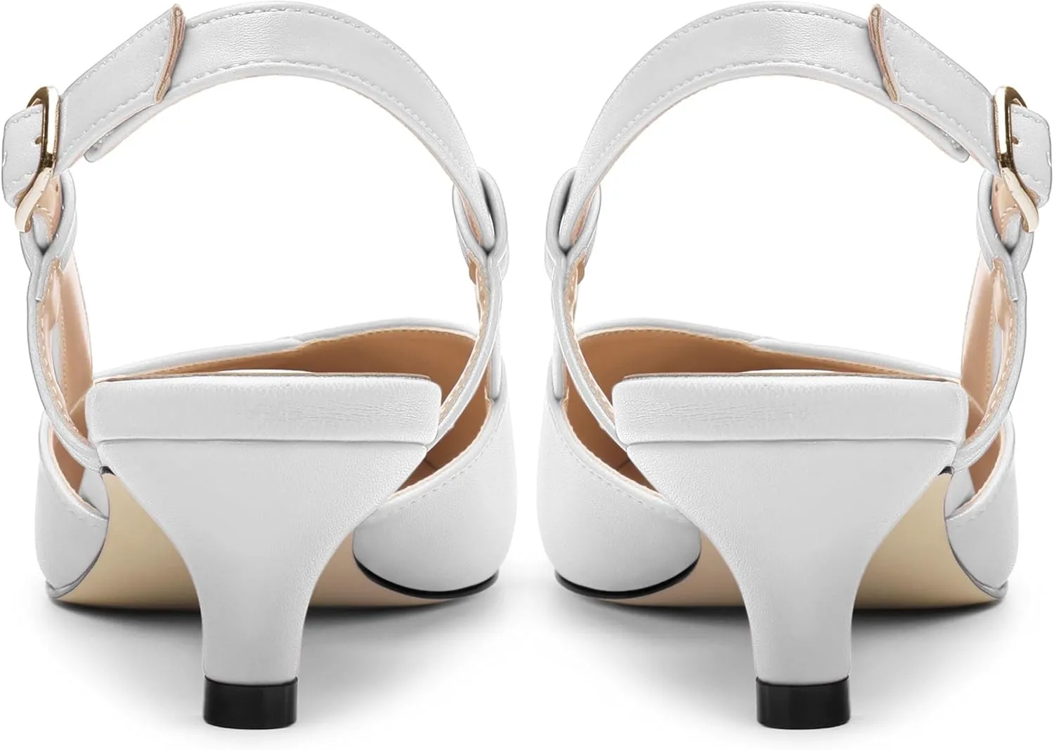Womens Slingbacks Pumps Low Kitten Heel Pointed Toe Sandals Buckle Dress Shoes for Party Office Wedding 1.5 Inch