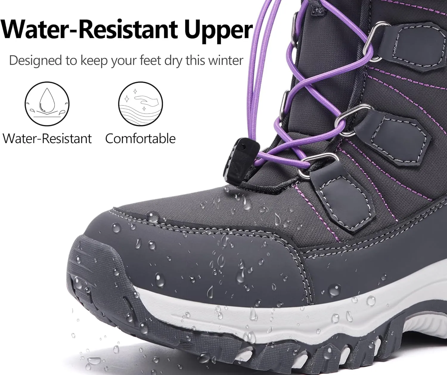Women's Snow Boots Winter Warm Fur Lined Water-Resistant Outdoor Anti-Slip Boot