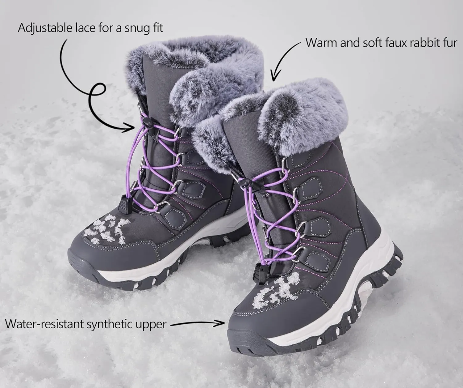 Women's Snow Boots Winter Warm Fur Lined Water-Resistant Outdoor Anti-Slip Boot