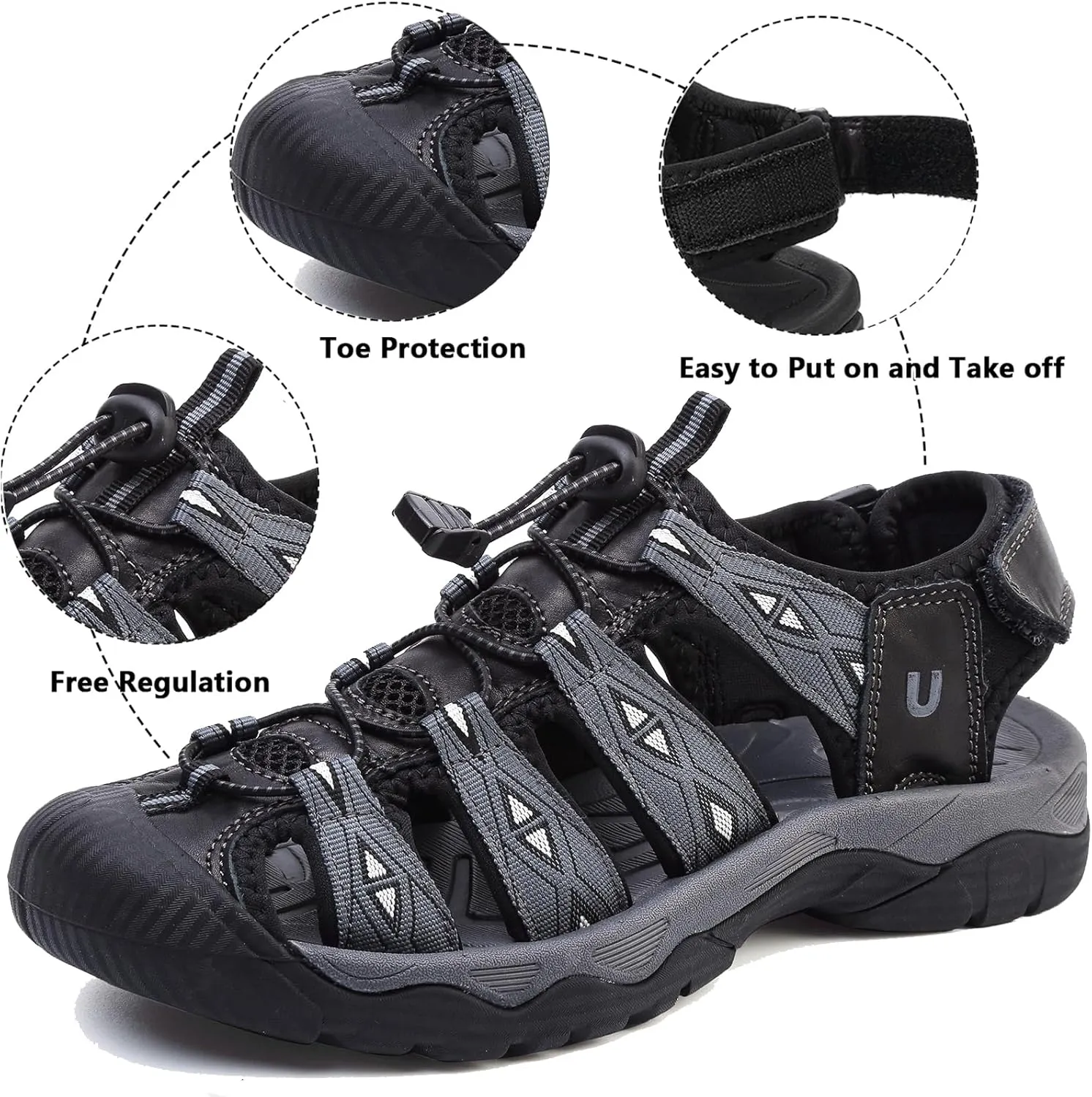 Women's Sport Hiking Sandals Closed Toe Summer Outdoor Athletic Walking Sandal Adventure Lightweight Comfortable Beach Sandals Water Shoes