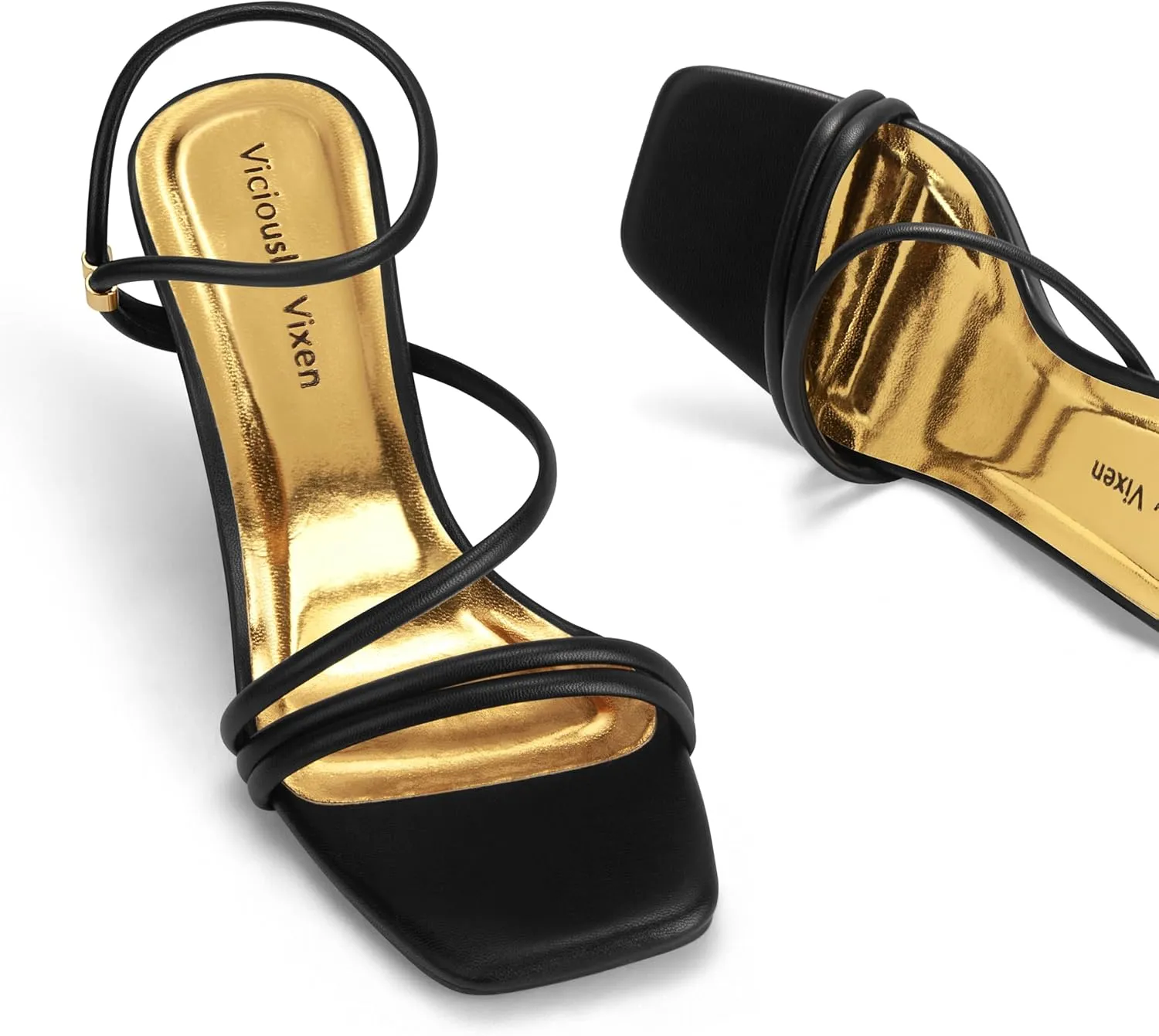Women's Strappy Kitten Heels Square Open Toe Sandals Party Wedding Ankle Strap Shoes