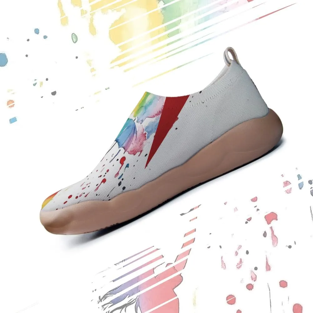 Women's Watercolor Artistic Slip On Travel Shoes Colorful Knitted Breathable Sneakers Lightweight Daily Casual Summer Loafers