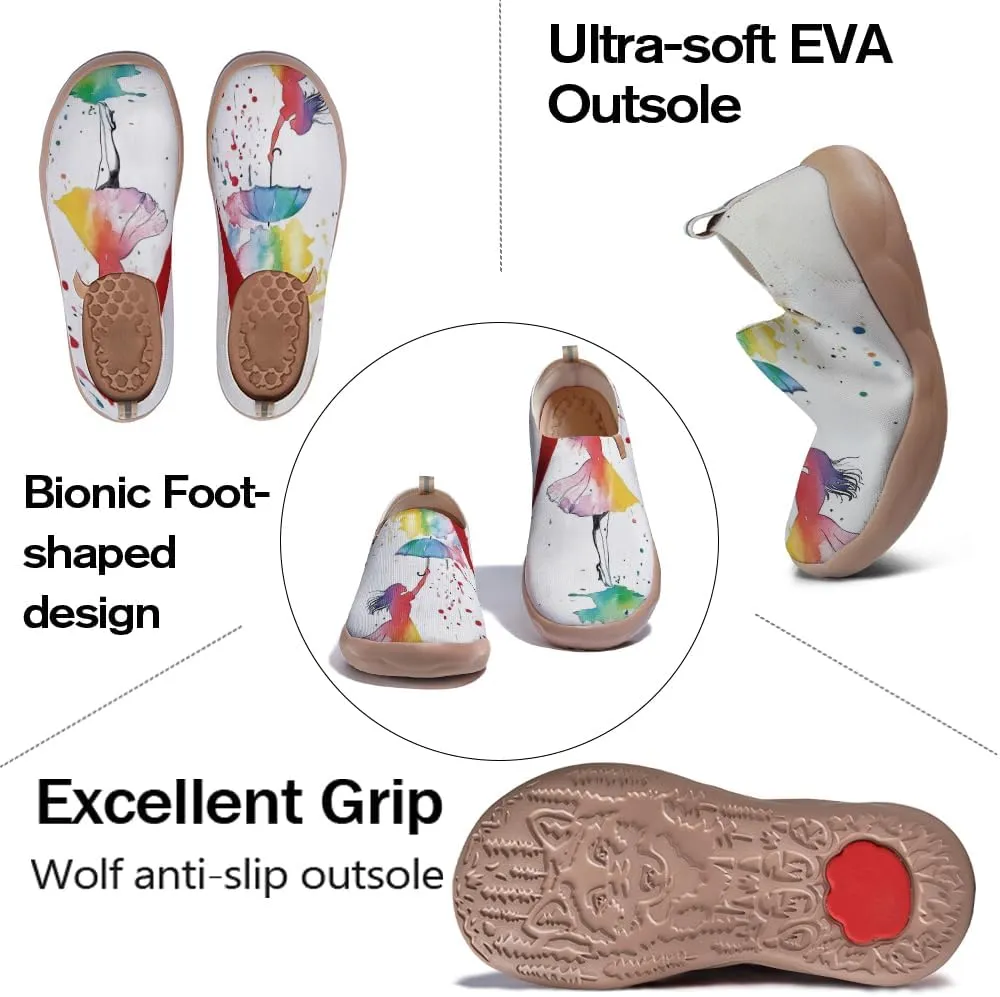 Women's Watercolor Artistic Slip On Travel Shoes Colorful Knitted Breathable Sneakers Lightweight Daily Casual Summer Loafers
