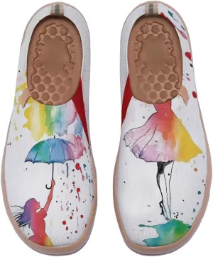 Women's Watercolor Artistic Slip On Travel Shoes Colorful Knitted Breathable Sneakers Lightweight Daily Casual Summer Loafers