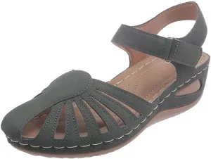 Women's Wedge Heels Ankle Strap Low Summer Sandals Closed Toe Hollow Out Orthopedic Bohemia Fishmouth Wedges Sandal Hollow Out Strap Comfy Outdoor Beach Athletic Shoes