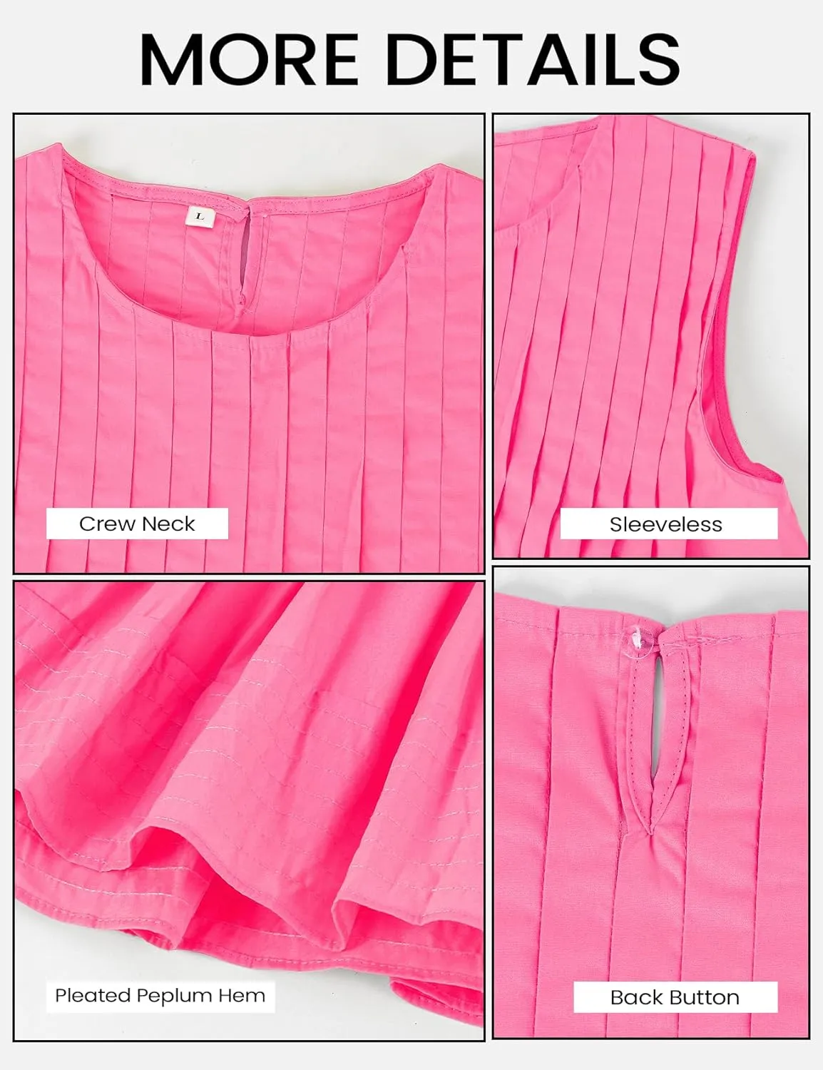 Wyeysyt Womens Pleated Peplum Tops Summer Sleeveless Ruffled Tank Tops Babydoll Blouse Casual Shirred Flowy Shirts