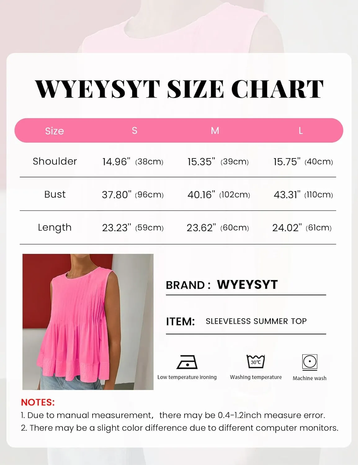 Wyeysyt Womens Pleated Peplum Tops Summer Sleeveless Ruffled Tank Tops Babydoll Blouse Casual Shirred Flowy Shirts