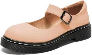 YDN Women Classic Round Closed Toe Mary Jane Flats Platform Adjustable Single Ankle Strap Buckle Comfy Cute Pump Leather Patry Cosplay Girls Dress Shoe Size 4-16