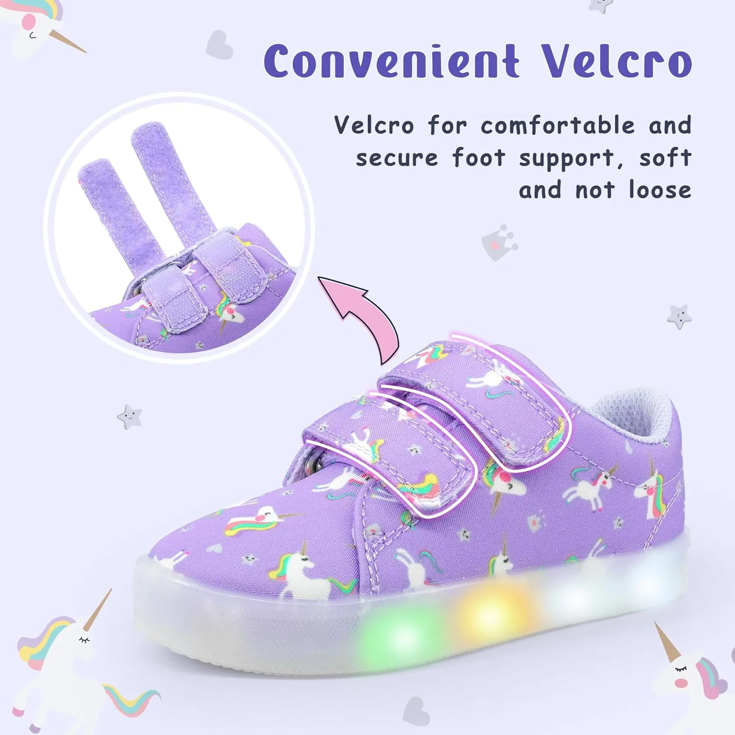 YESKIS Boys Girls Light Up Shoes Vivaki LED Canvas Cartoon Casual Sneakers for Toddler Little Kid Size 5-12