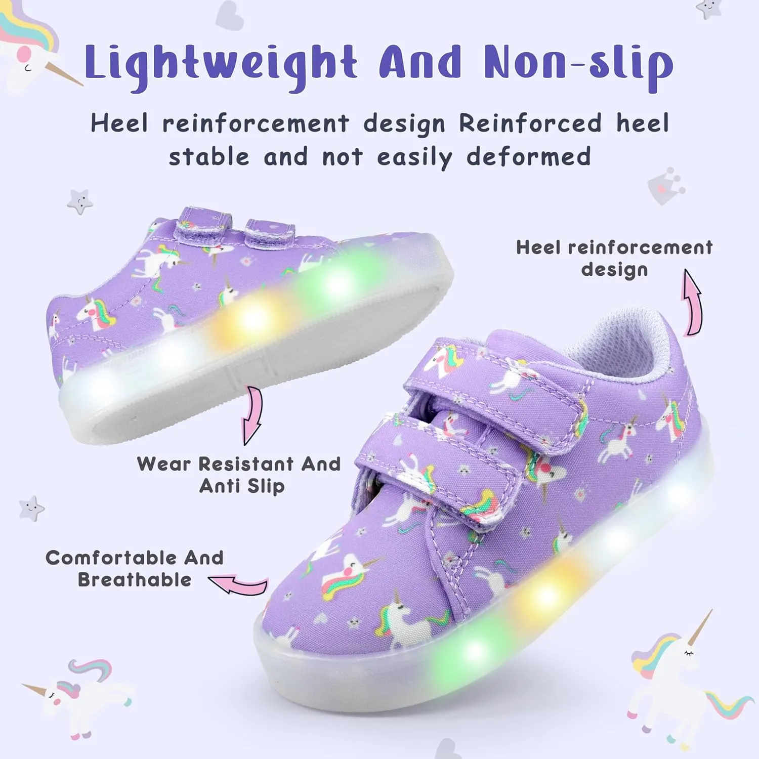 YESKIS Boys Girls Light Up Shoes Vivaki LED Canvas Cartoon Casual Sneakers for Toddler Little Kid Size 5-12