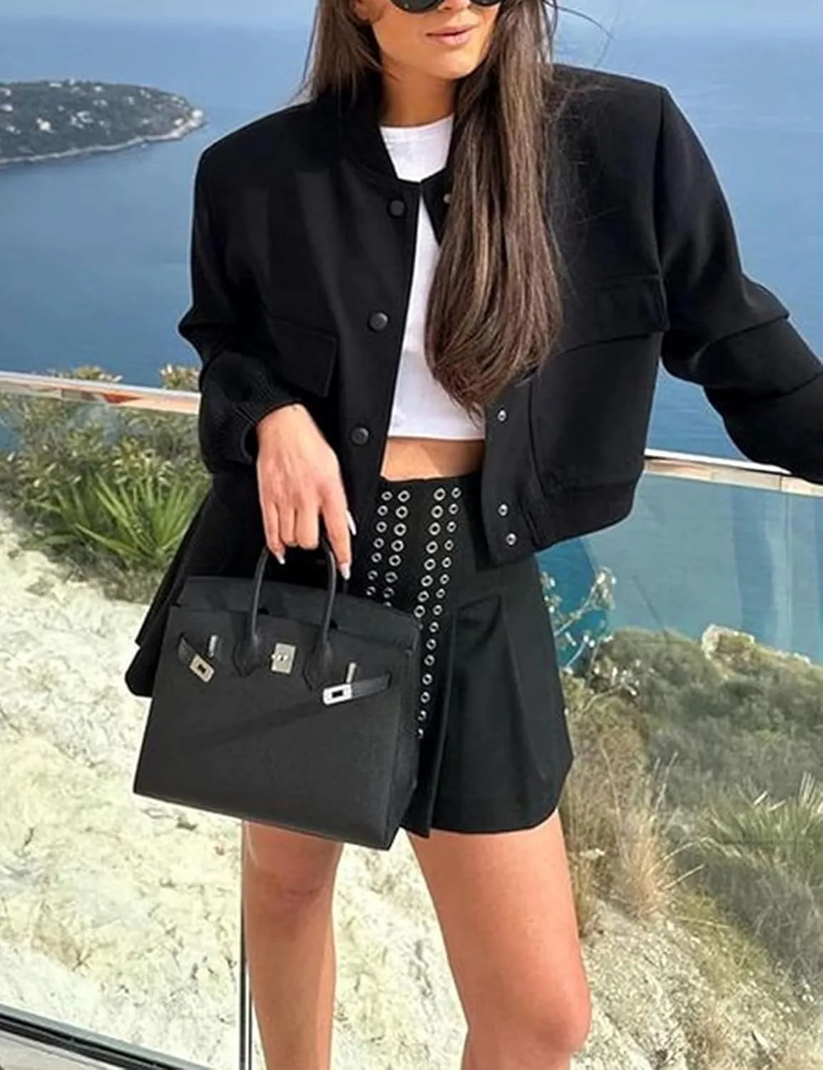Zeagoo Women Bomber Jacket Casual Button Down Varsity Jackets Shackets With Pockets Outwear