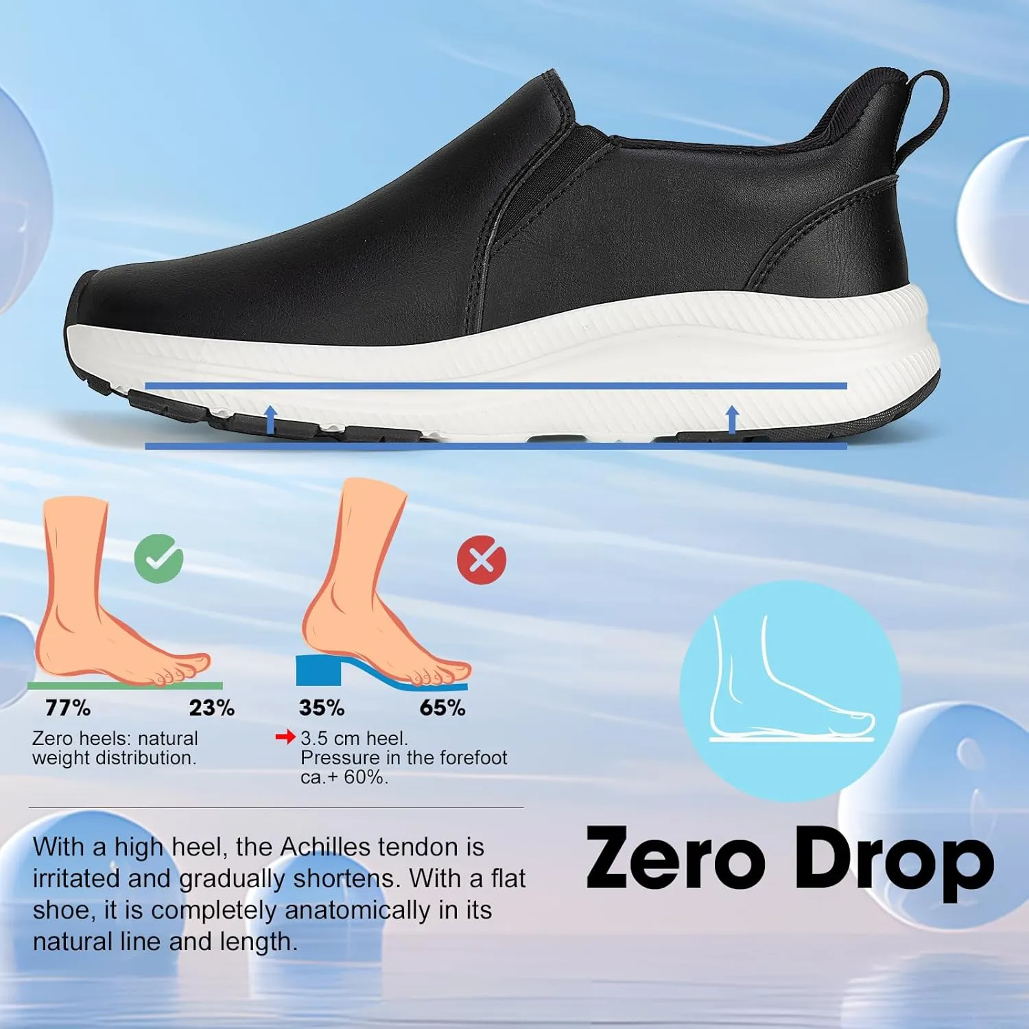 ZOVE Wide Toe Box Shoes Women Wide Width Waterproof Leather Hands Free Nursing Sneakers Ultra Light Extra Wide Walking Sneakers Non-Slip Chef Diabetes Nurse Work Shoes