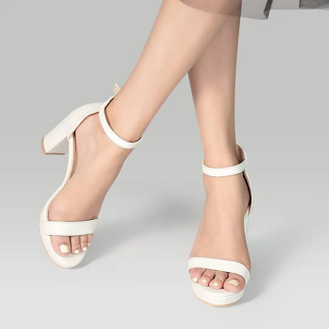 ZriEy 4-Inch Platform High Heels for Women Block Chunky Heeled Sandals Open Toe Ankle Strap Heels Wedding Party Evening Prom Dress Pump Sandals Shoes