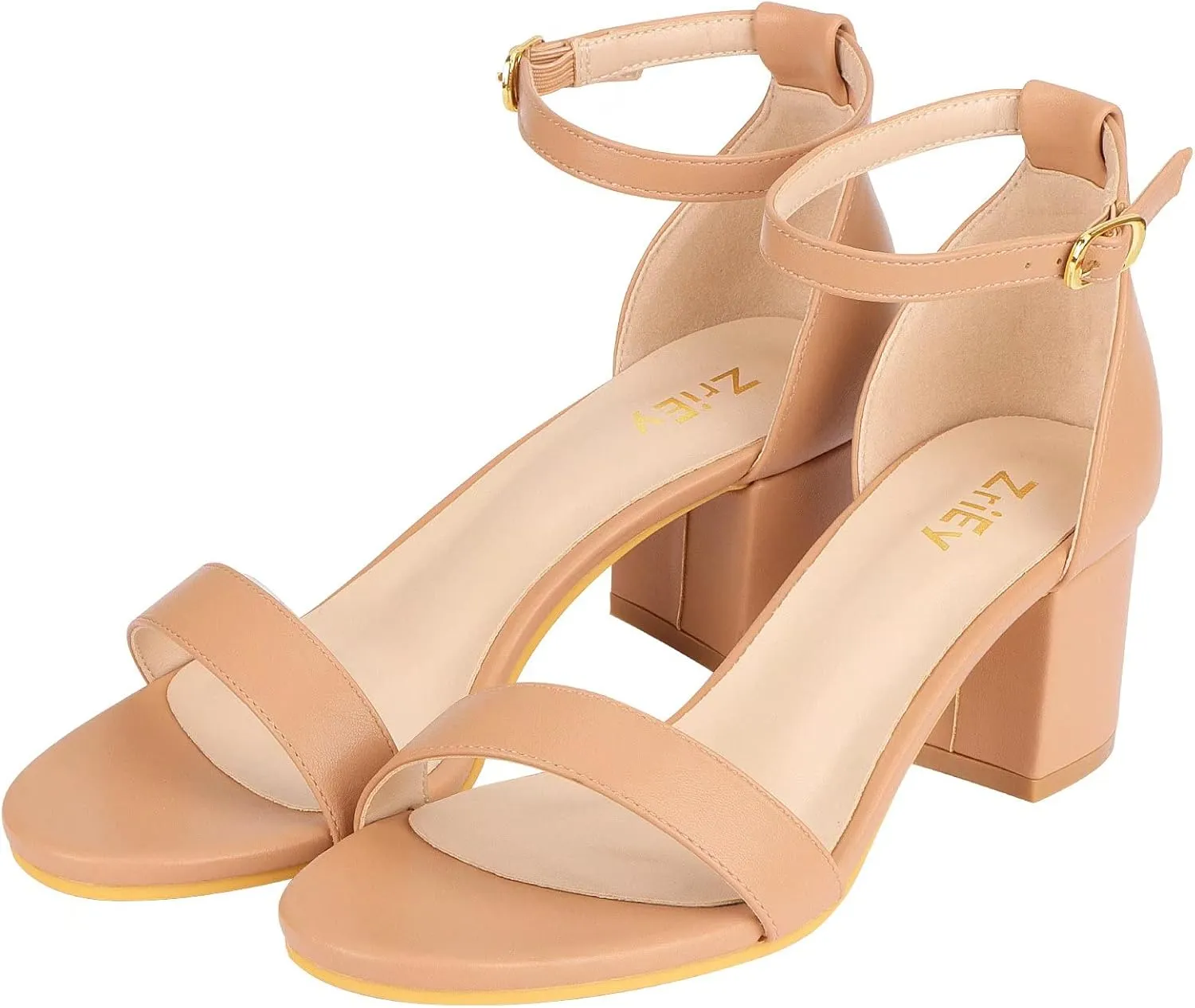 ZriEy Chunky Heels for Women Strappy Platform Sandals Open Toe Heeled Sandals Ankle Strap Adjustable Buckle Lucite Chunky High Heel Shoes