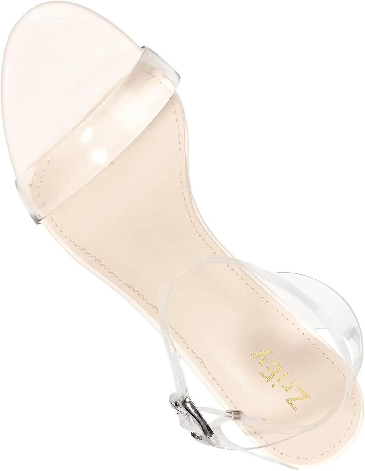 ZriEy Clear Block Sandals Chunky Heels for Women 3.35 Inch Open Toe Adjustable Ankle Strap Pump Sandals for Weddings Parties Daily Wear