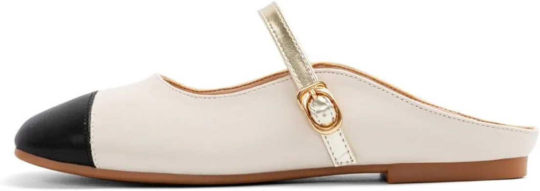 Zszszsu Women's Black Square Cap Toe Mary Jane Flats Single Buckle Strap Mules Shoes Slip On Comfy Slipper Sandals Size 4-16 US